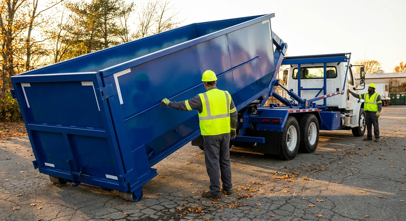 Commercial roll-off dumpster delivery truck in Lancaster, PA